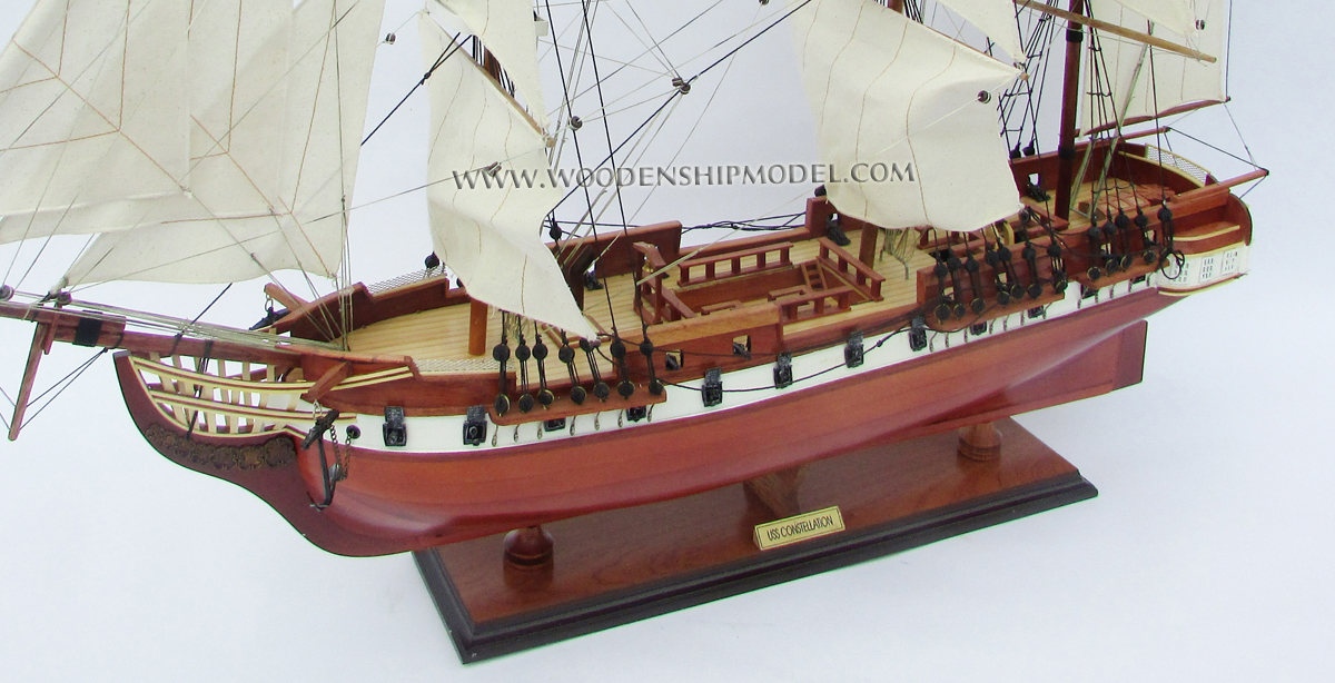 Model USS Constellation Wood finish stern deck view